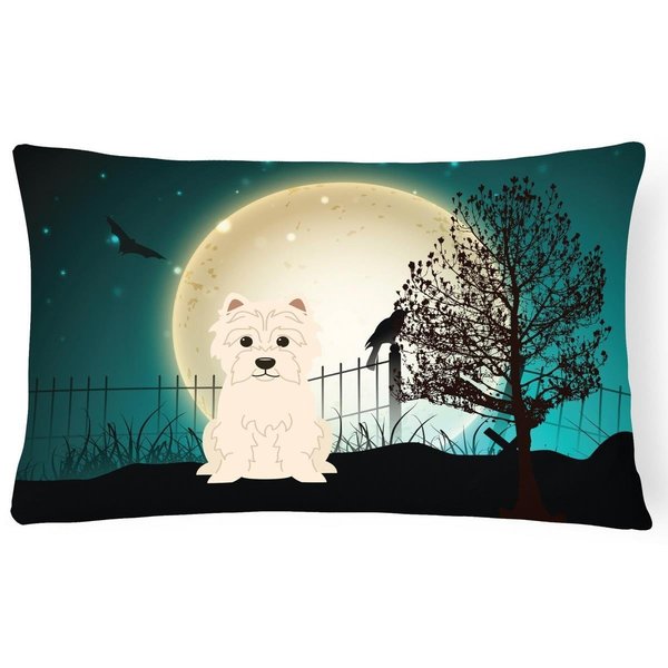 Micasa Halloween Scary Westie Canvas Fabric Decorative Pillow MI891817